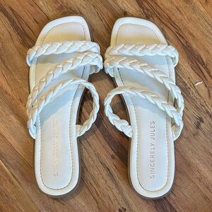 Sincerely Jules Braided White Sandals